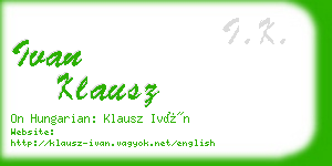 ivan klausz business card